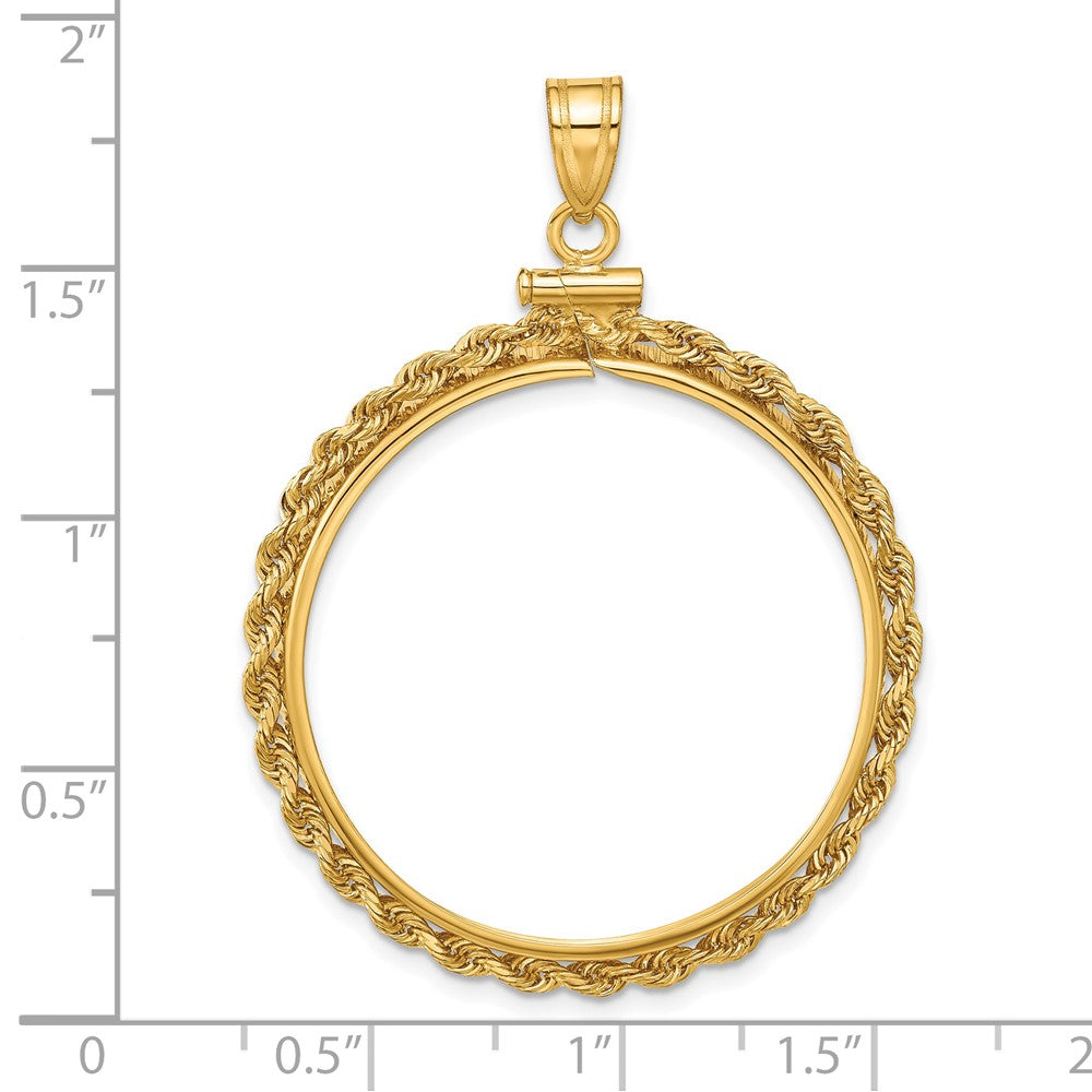 FJC Finejewelers 14 kt Yellow Gold Polished Rope 30.0mm x 3mm Screw Top Coin Bezel Pendant