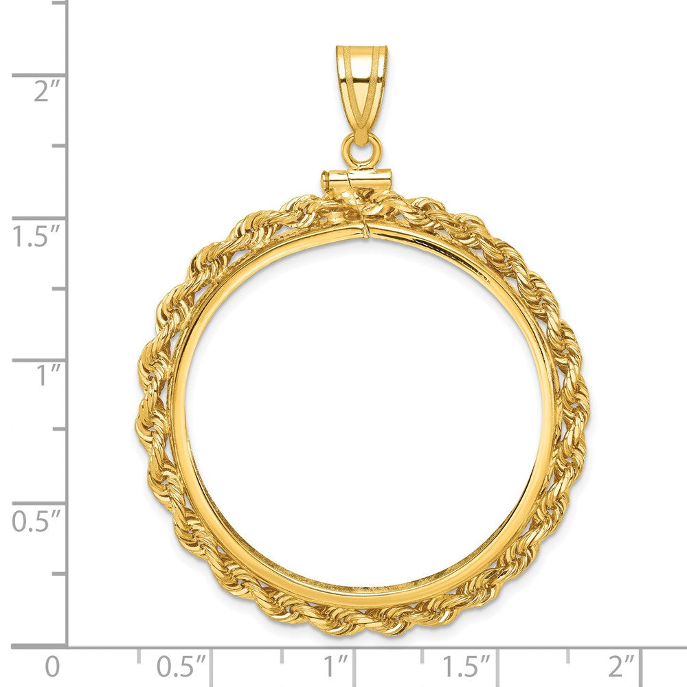 FJC Finejewelers 14 kt Yellow Gold Rope 37.0mm x 2.85mm Screw Top Coin Bezel Pendant