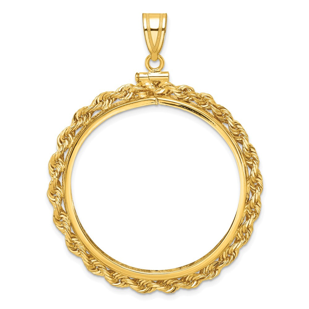FJC Finejewelers 14 kt Yellow Gold Rope 37.0mm x 2.85mm Screw Top Coin Bezel Pendant