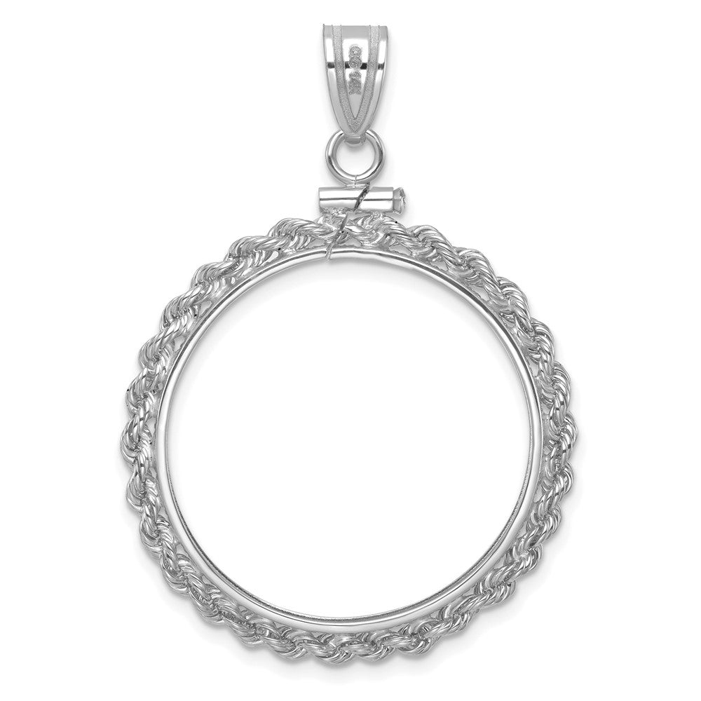 FJC Finejewelers 14 kt White Gold Rope 27.0mm x 2.35mm Screw Top Coin Bezel Pendant