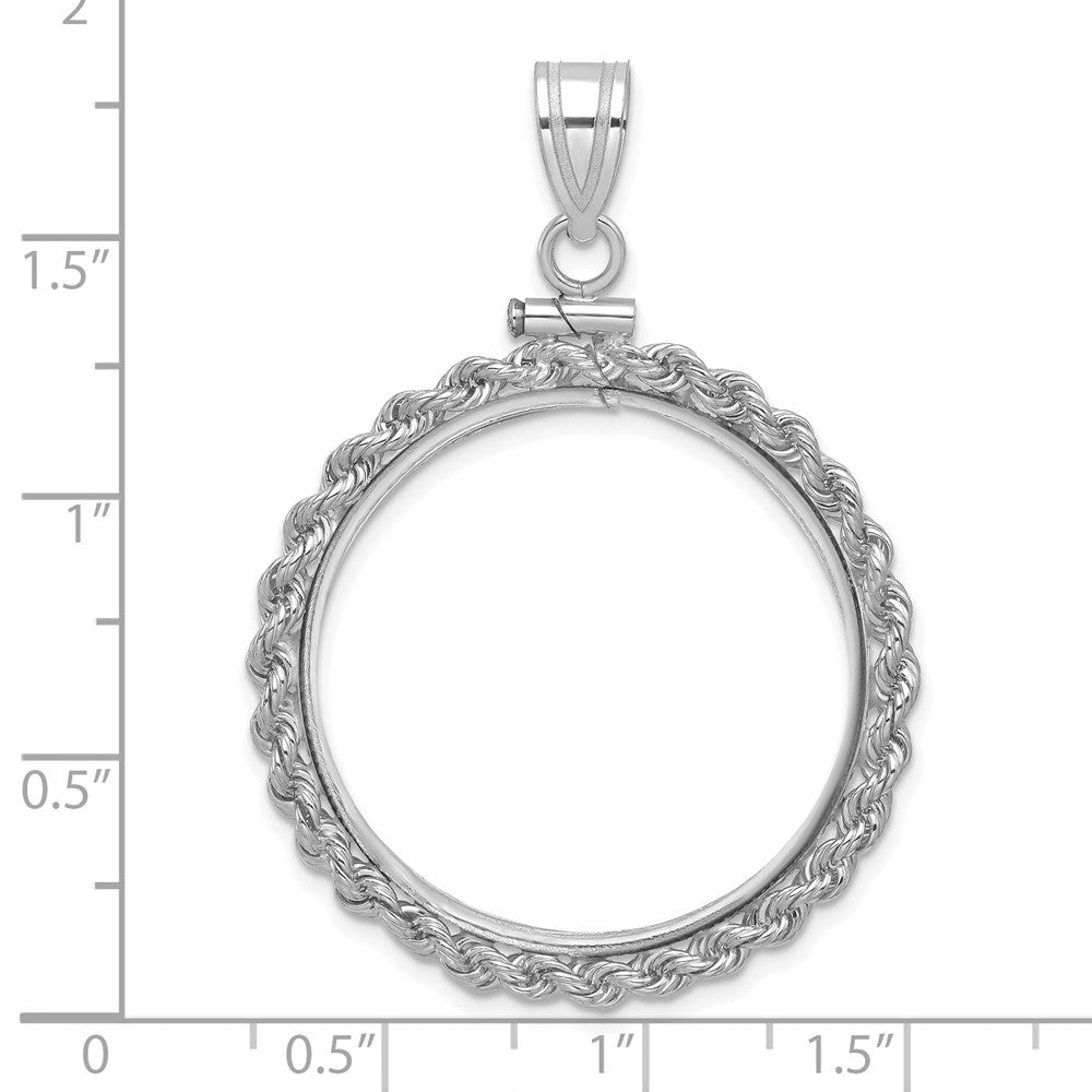 FJC Finejewelers 14 kt White Gold Rope 27.0mm x 2.35mm Screw Top Coin Bezel Pendant