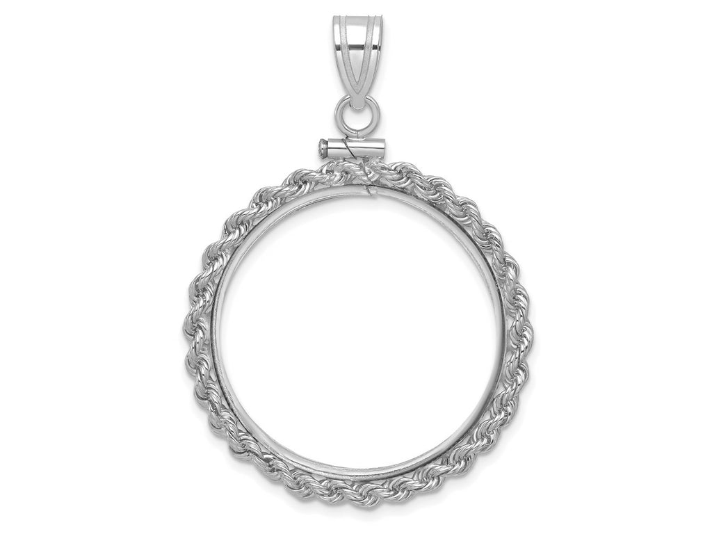 FJC Finejewelers 14 kt White Gold Rope 27.0mm x 2.35mm Screw Top Coin Bezel Pendant