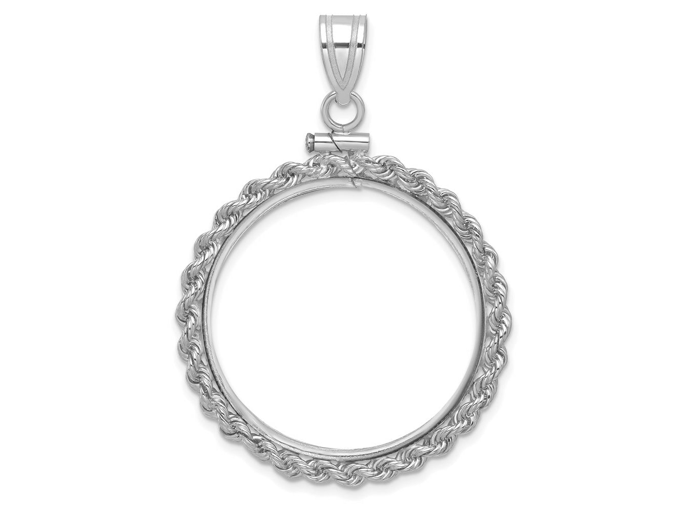 FJC Finejewelers 14 kt White Gold Rope 27.0mm x 2.35mm Screw Top Coin Bezel Pendant