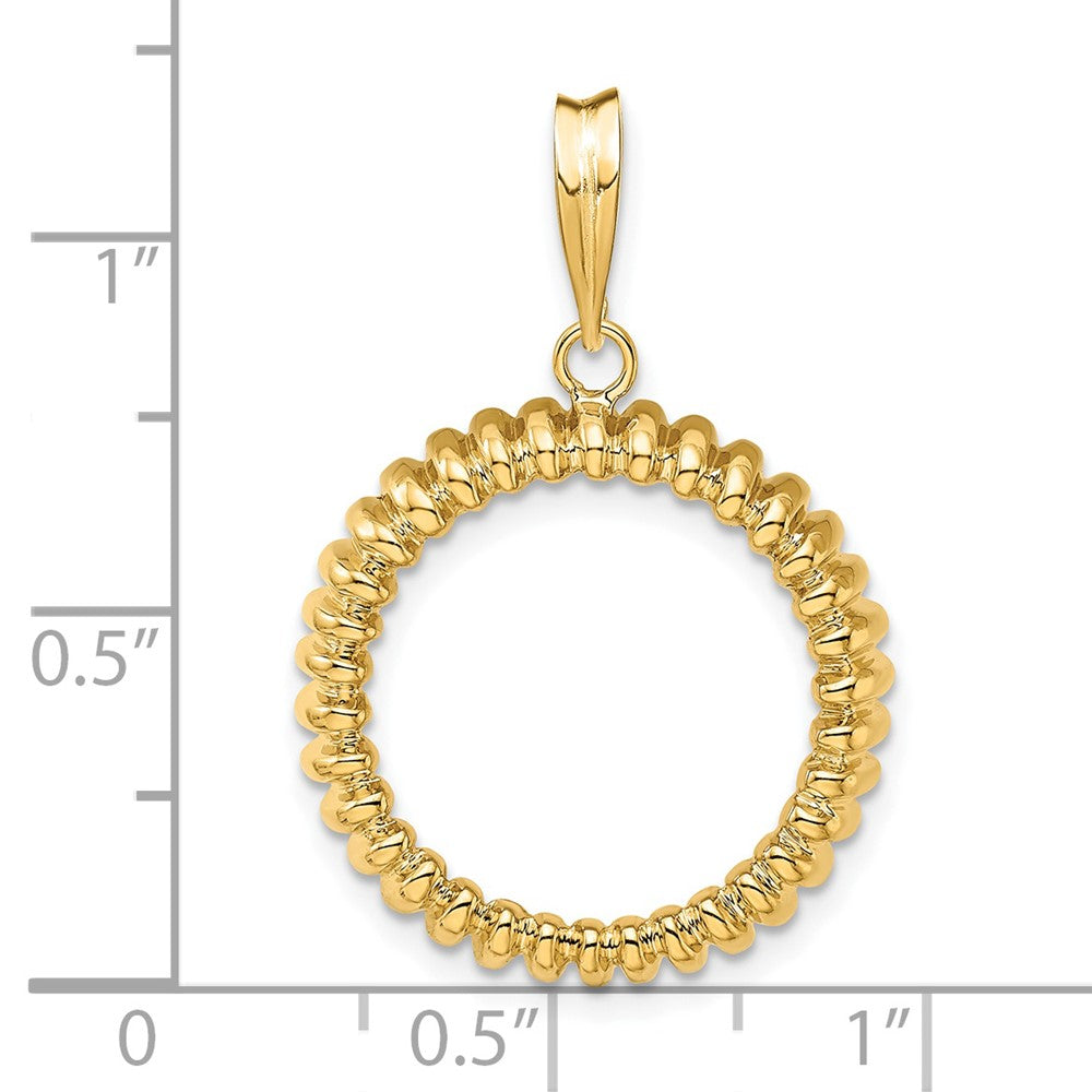 FJC Finejewelers 14 kt Yellow Gold Polished Fluted 18.0mm Prong Coin Bezel Pendant