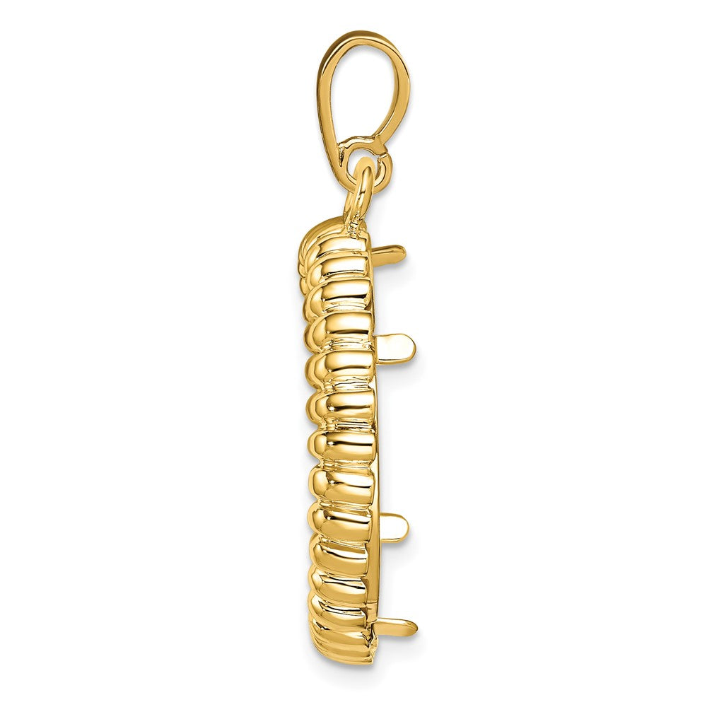 FJC Finejewelers 14 kt Yellow Gold Polished Fluted 21.6mm Prong Coin Bezel Pendant