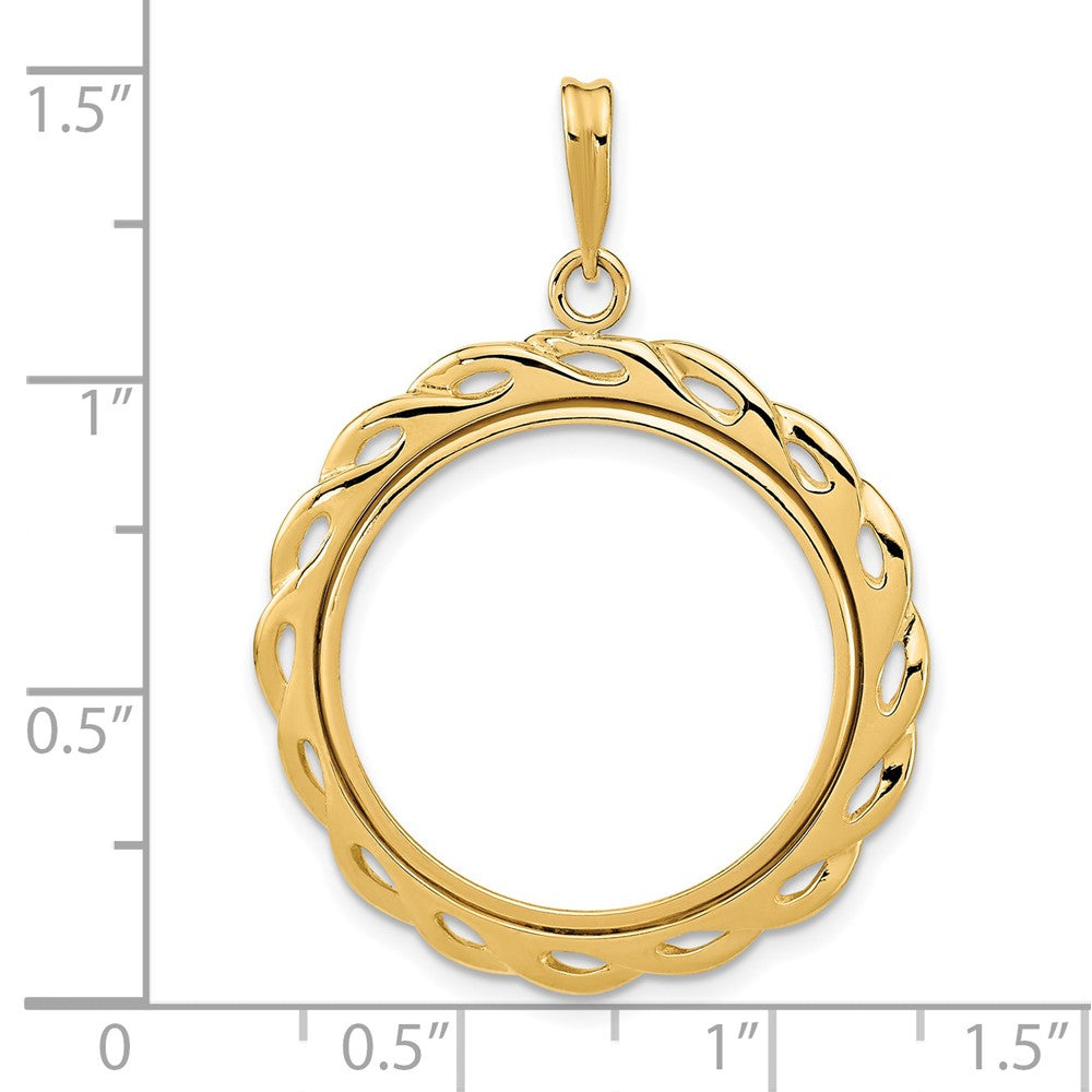 FJC Finejewelers 14 kt Yellow Gold Polished Filigree Waved 21.6mm Prong Coin Bezel Pendant