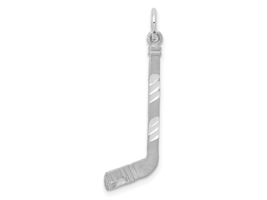FJC Finejewelers 14 kt White Gold Satin Bright Cut Hockey Stick Charm 31 mm x 9 mm