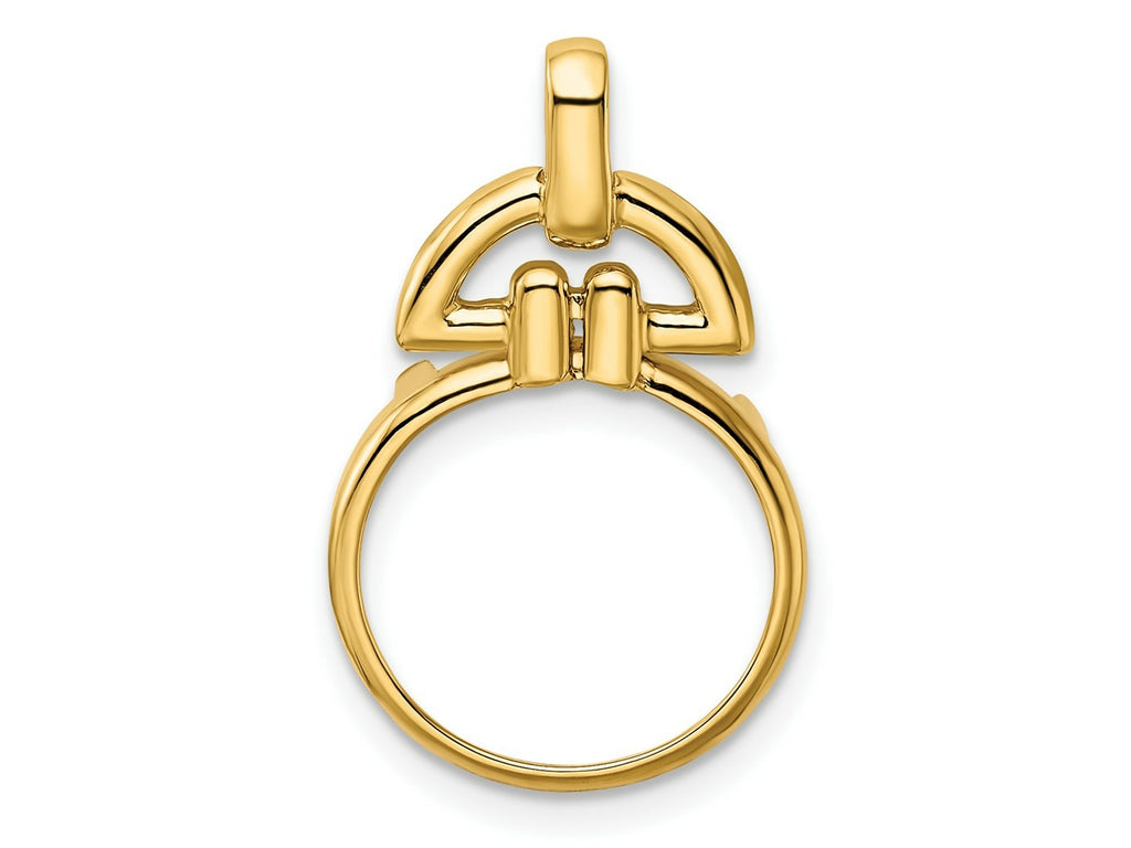 FJC Finejewelers 14 kt Yellow Gold Polished Rounded Motif 14.0mm Prong Coin Bezel Pendant