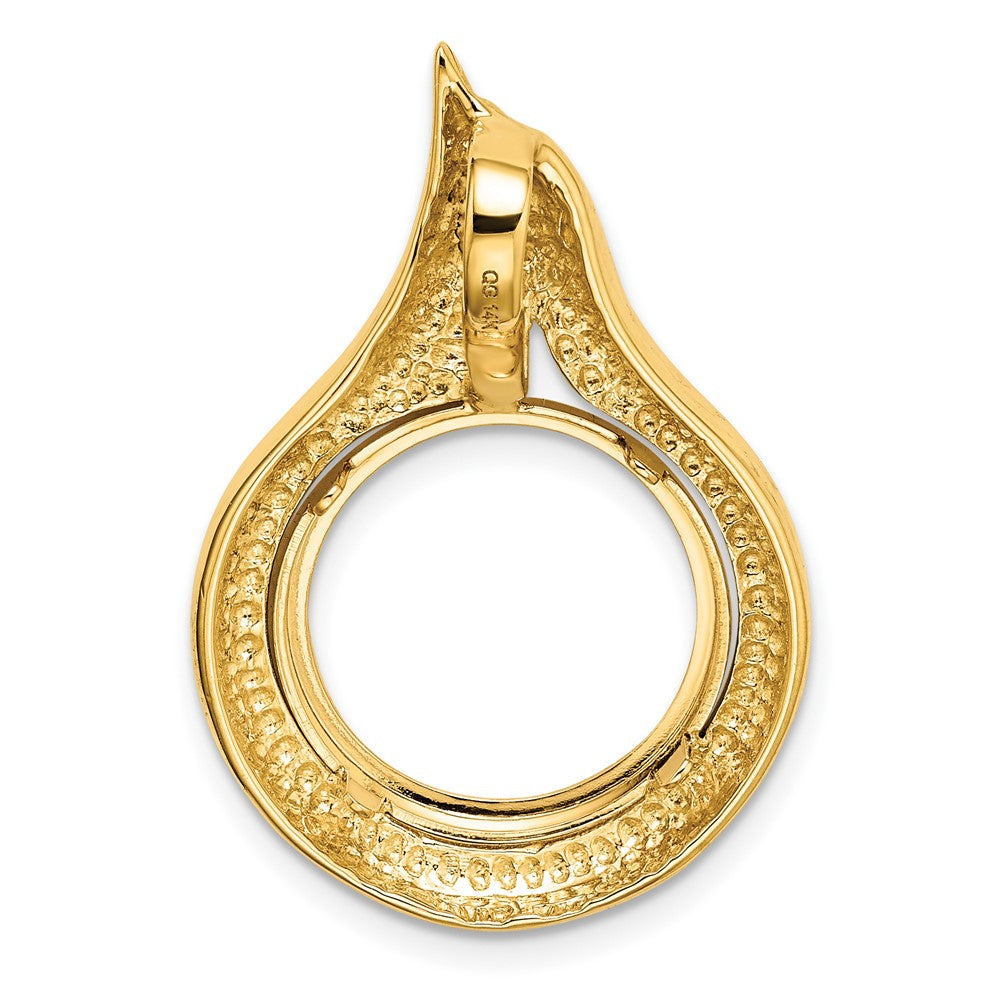 FJC Finejewelers 14 kt Yellow Gold Polished Curved Teardrop 14.0mm Prong Coin Bezel Pendant