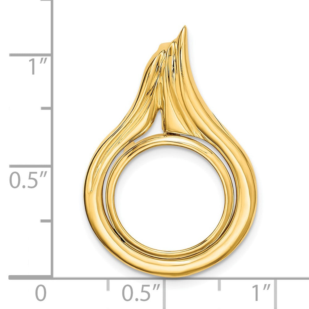 FJC Finejewelers 14 kt Yellow Gold Polished Curved Teardrop 14.0mm Prong Coin Bezel Pendant