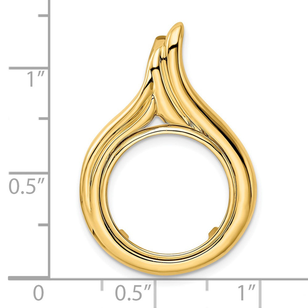 FJC Finejewelers 14 kt Yellow Gold Polished Curved Teardrop 16.5mm Prong Coin Bezel Pendant