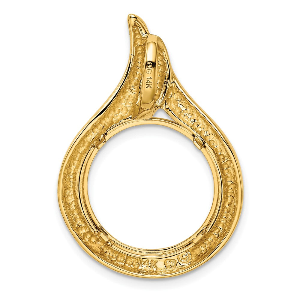 FJC Finejewelers 14 kt Yellow Gold Polished Curved Teardrop 16.5mm Prong Coin Bezel Pendant