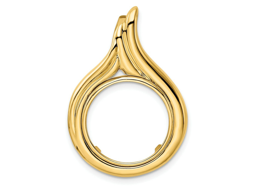 FJC Finejewelers 14 kt Yellow Gold Polished Curved Teardrop 16.5mm Prong Coin Bezel Pendant