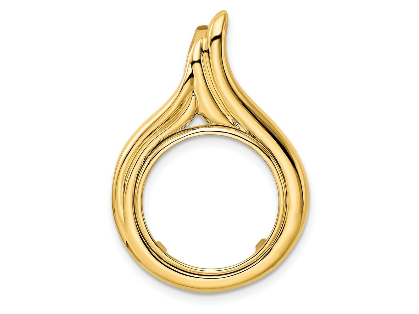 FJC Finejewelers 14 kt Yellow Gold Polished Curved Teardrop 16.5mm Prong Coin Bezel Pendant