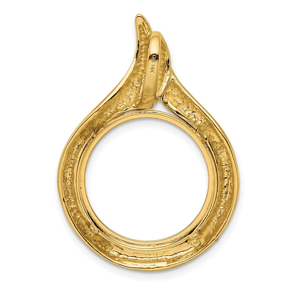 FJC Finejewelers 14 kt Yellow Gold Polished Curved Teardrop 17.8mm Prong Coin Bezel Pendant