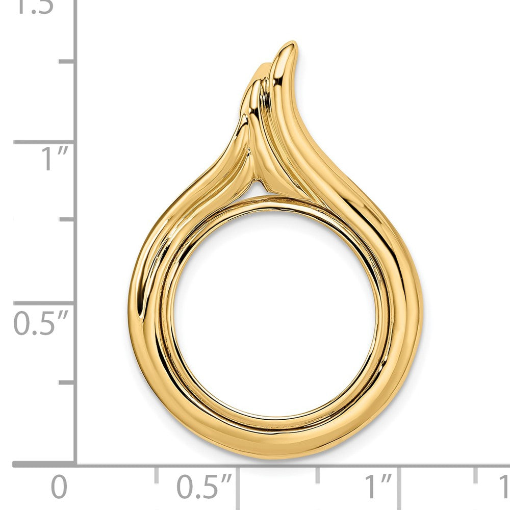 FJC Finejewelers 14 kt Yellow Gold Polished Curved Teardrop 17.8mm Prong Coin Bezel Pendant