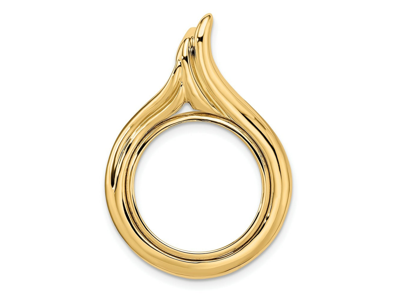 FJC Finejewelers 14 kt Yellow Gold Polished Curved Teardrop 17.8mm Prong Coin Bezel Pendant