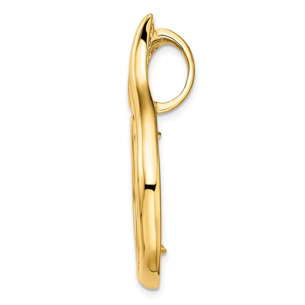 FJC Finejewelers 14 kt Yellow Gold Polished Curved Teardrop 21.6mm Prong Coin Bezel Pendant