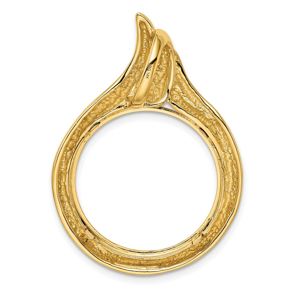 FJC Finejewelers 14 kt Yellow Gold Polished Curved Teardrop 21.6mm Prong Coin Bezel Pendant