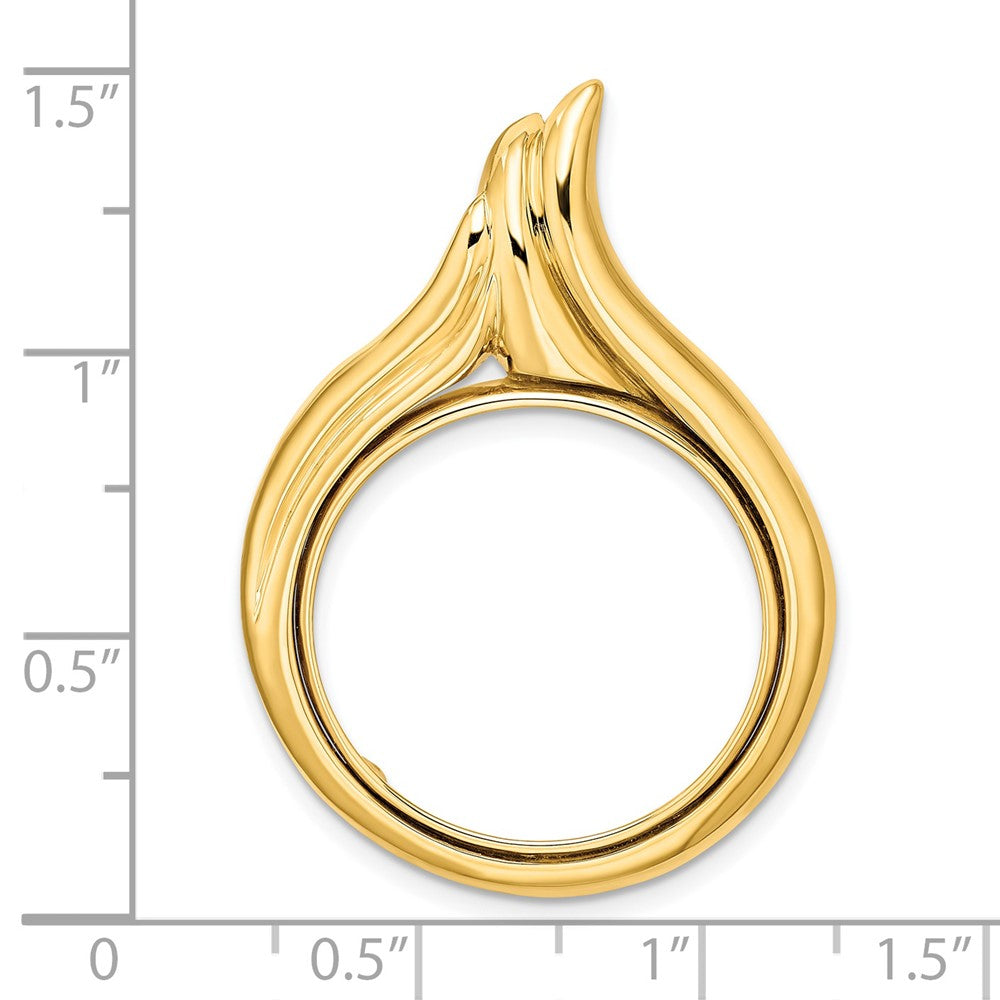 FJC Finejewelers 14 kt Yellow Gold Polished Curved Teardrop 21.6mm Prong Coin Bezel Pendant