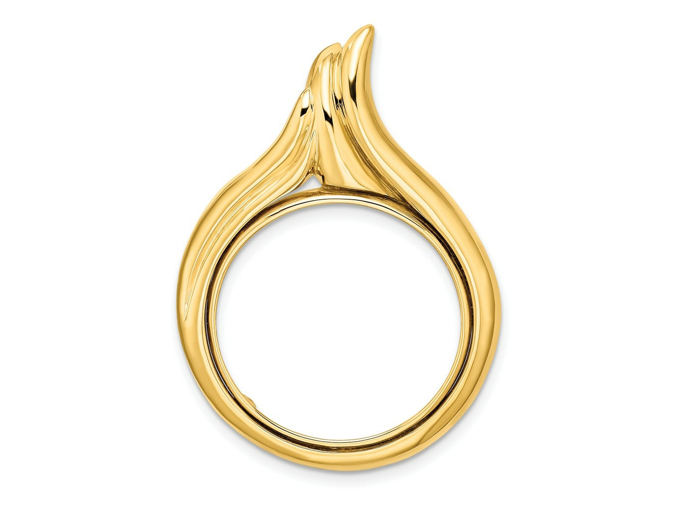 FJC Finejewelers 14 kt Yellow Gold Polished Curved Teardrop 21.6mm Prong Coin Bezel Pendant
