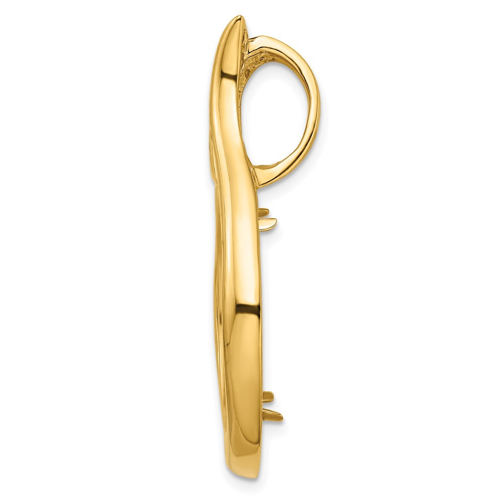FJC Finejewelers 14 kt Yellow Gold Polished Curved Teardrop 22.0mm Prong Coin Bezel Pendant