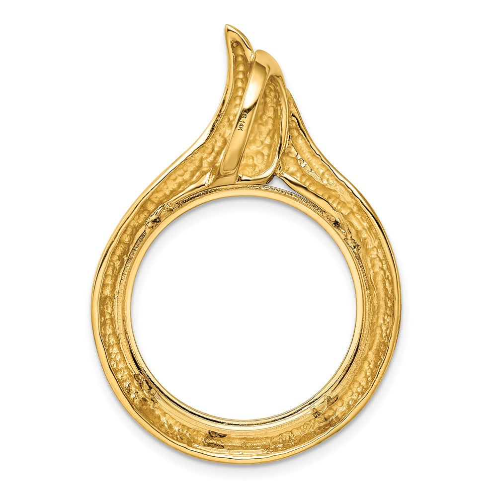 FJC Finejewelers 14 kt Yellow Gold Polished Curved Teardrop 22.0mm Prong Coin Bezel Pendant