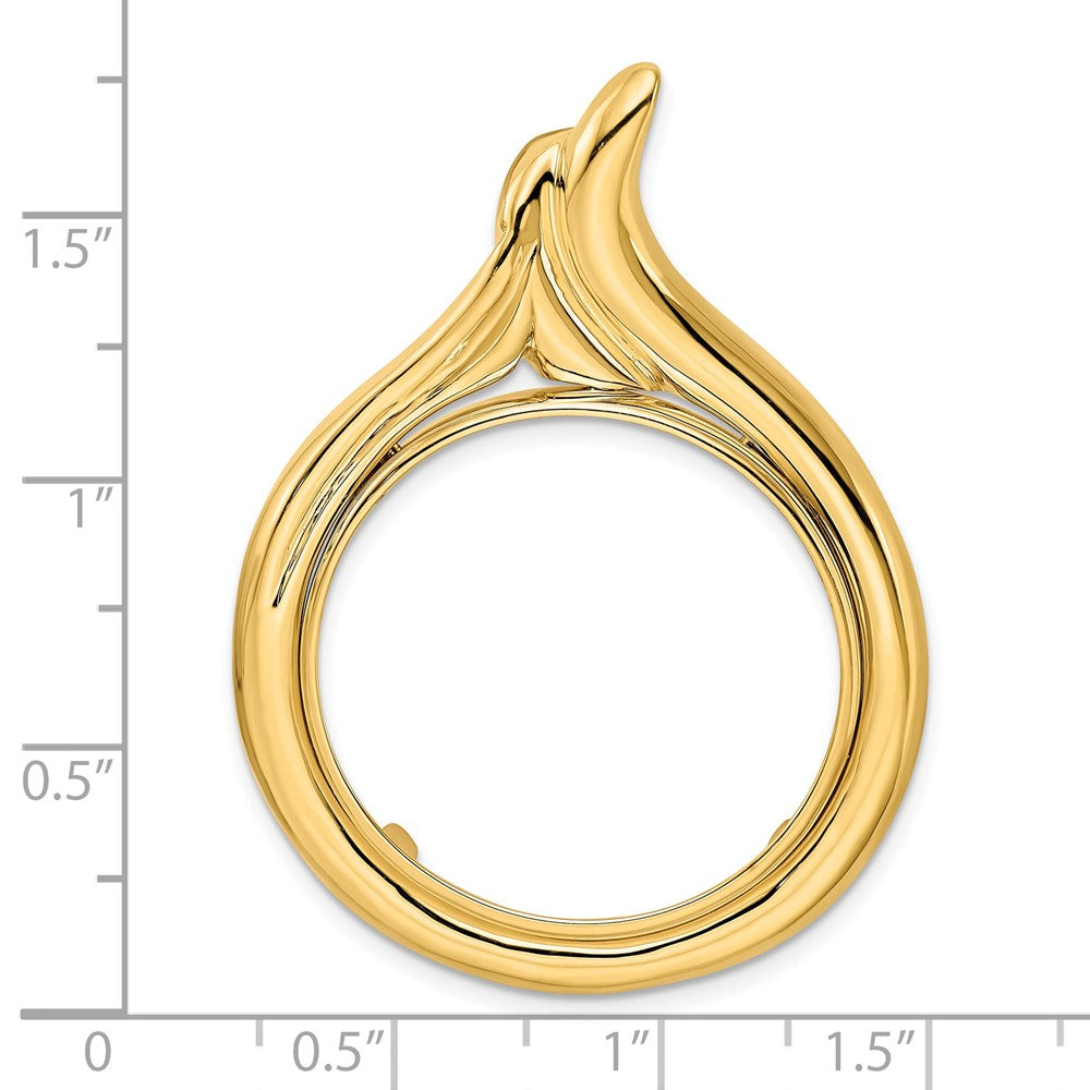 FJC Finejewelers 14 kt Yellow Gold Polished Curved Teardrop 27.0mm Prong Coin Bezel Pendant