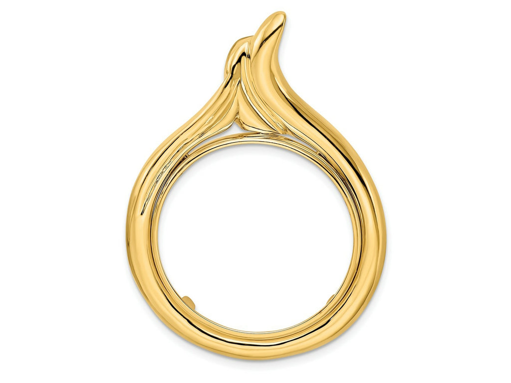FJC Finejewelers 14 kt Yellow Gold Polished Curved Teardrop 27.0mm Prong Coin Bezel Pendant