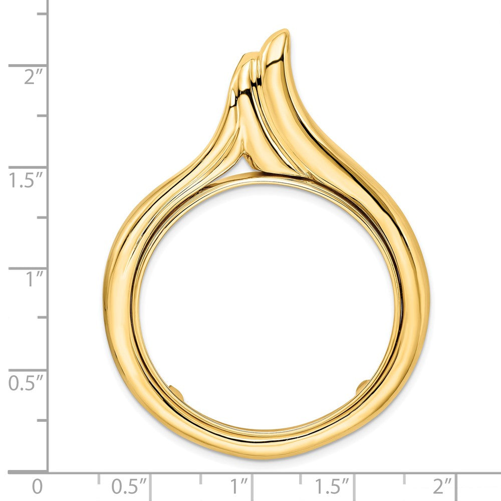 FJC Finejewelers 14 kt Yellow Gold Polished Curved Teardrop 34.2mm Prong Coin Bezel Pendant