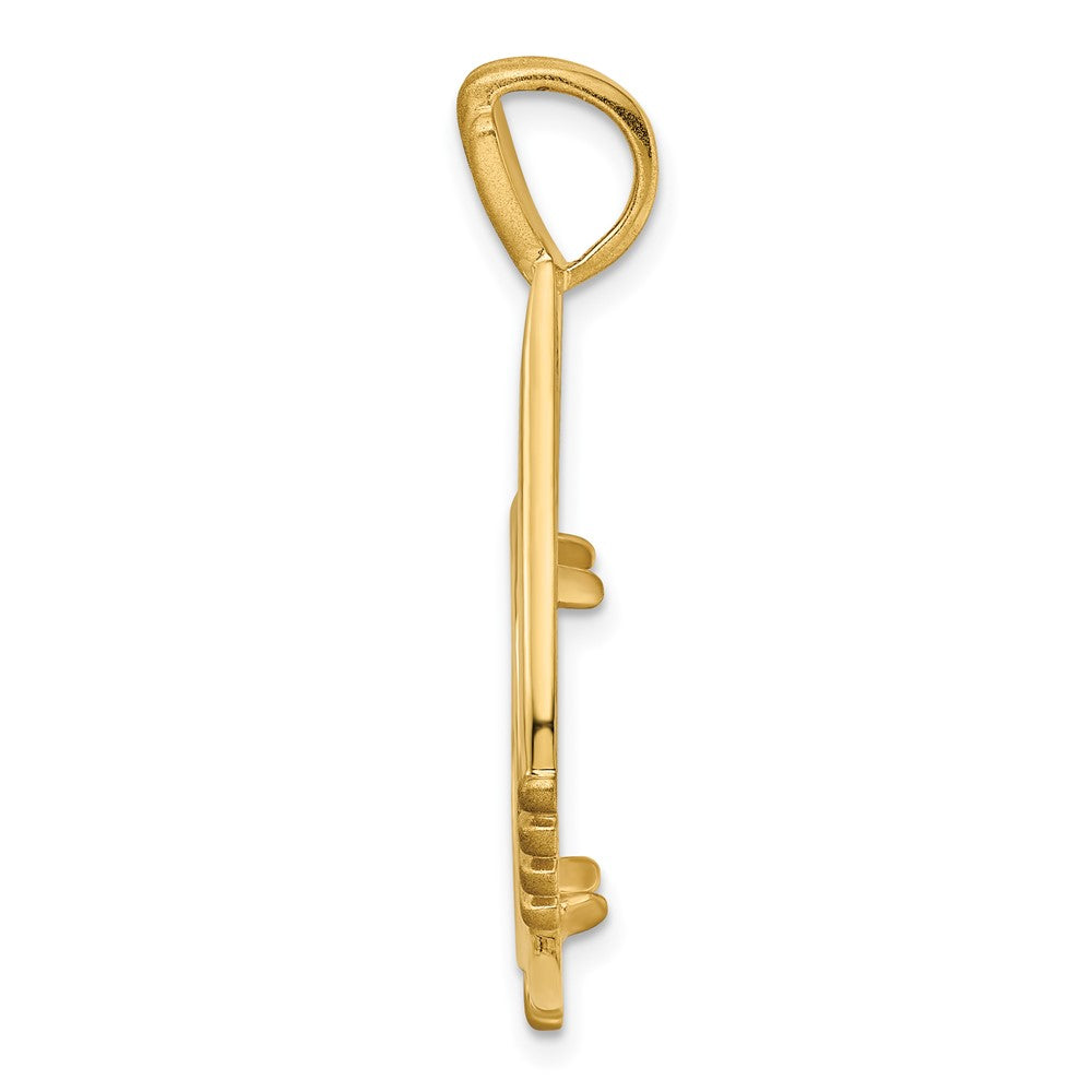 FJC Finejewelers 14 kt Yellow Gold Satin Fluted Station Teardrop 16.5mm Prong Coin Bezel Pendant