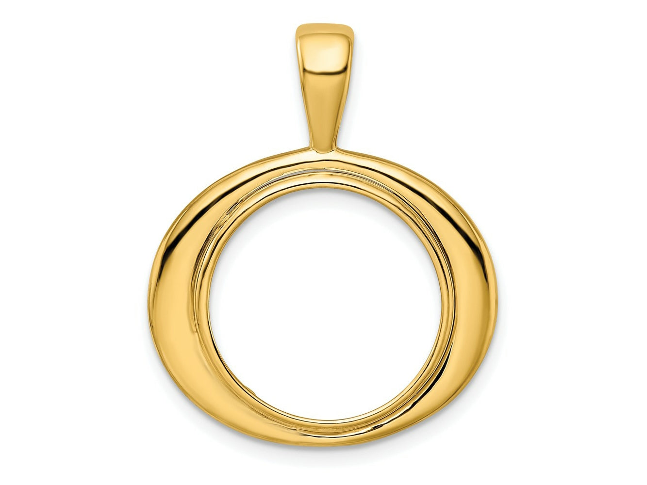 FJC Finejewelers 14 kt Yellow Gold Wide Concentric Circle 16.5mm Prong Coin Bezel Pendant