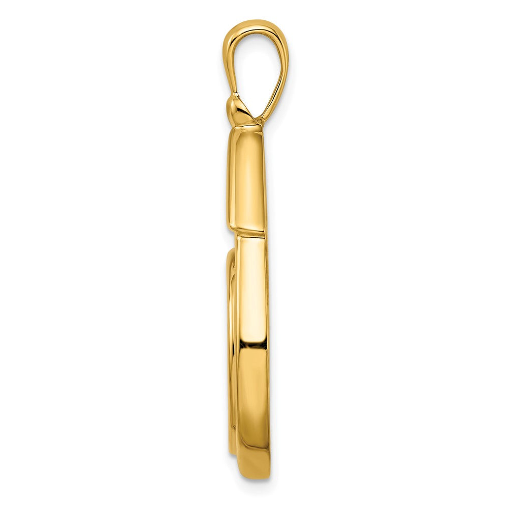 FJC Finejewelers 14 kt Yellow Gold Layered Top Teardrop 16.5mm Prong Coin Bezel Pendant