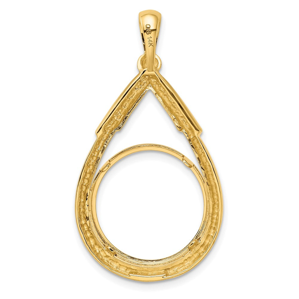 FJC Finejewelers 14 kt Yellow Gold Layered Top Teardrop 16.5mm Prong Coin Bezel Pendant