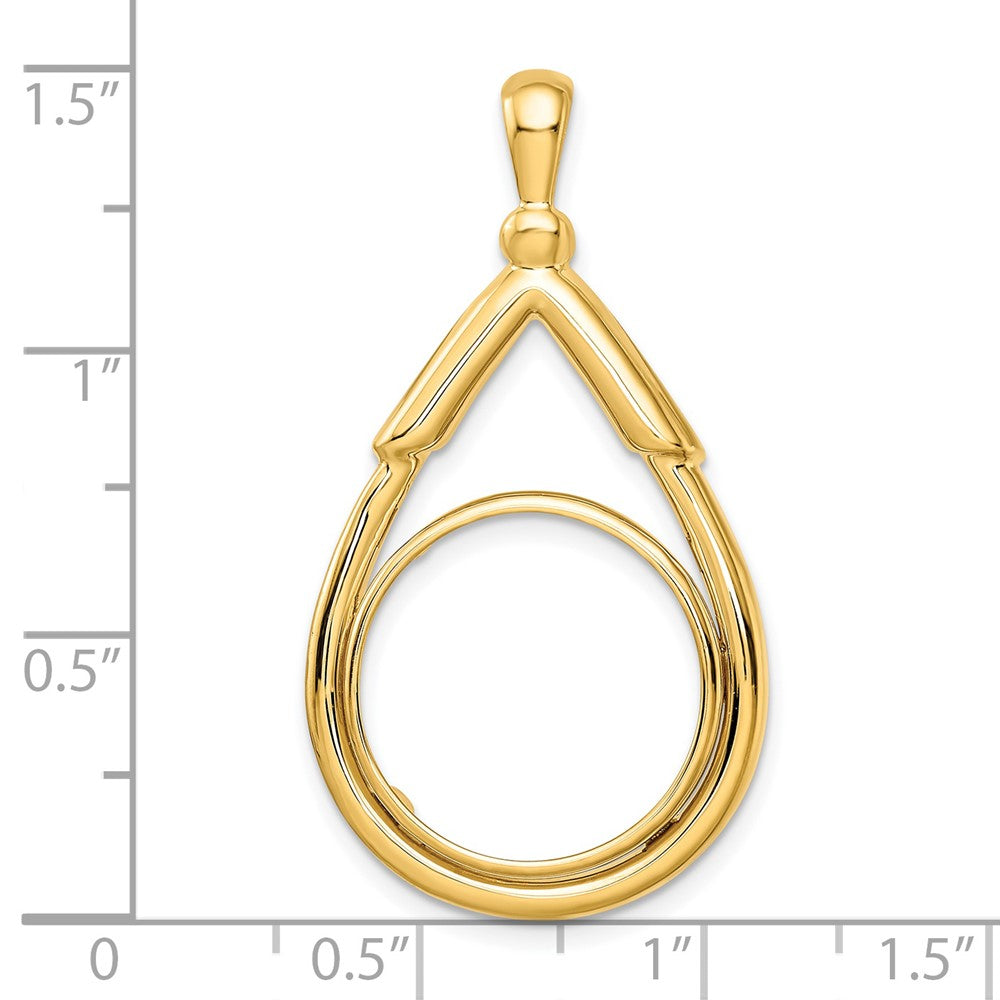 FJC Finejewelers 14 kt Yellow Gold Layered Top Teardrop 16.5mm Prong Coin Bezel Pendant