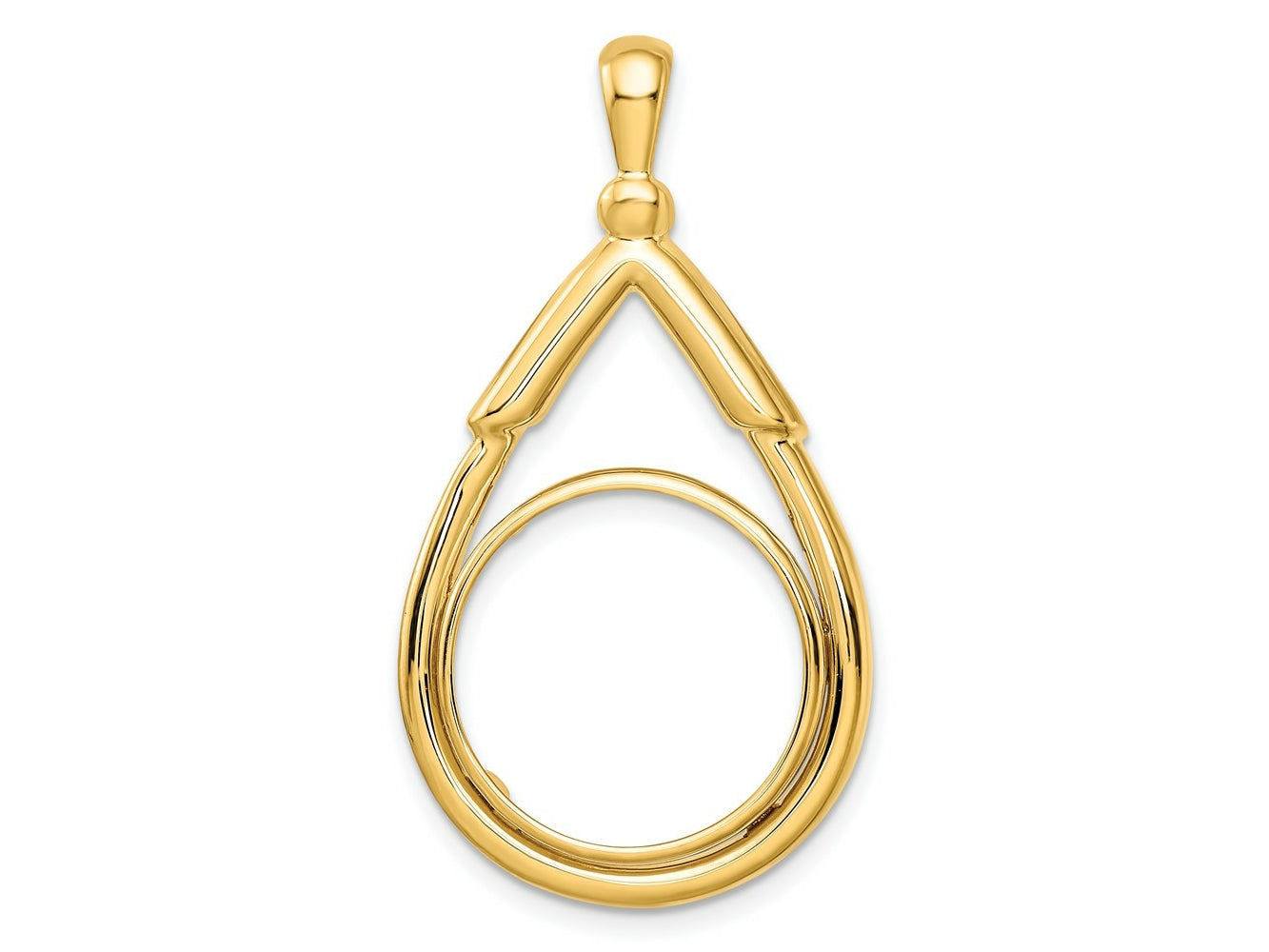 FJC Finejewelers 14 kt Yellow Gold Layered Top Teardrop 16.5mm Prong Coin Bezel Pendant
