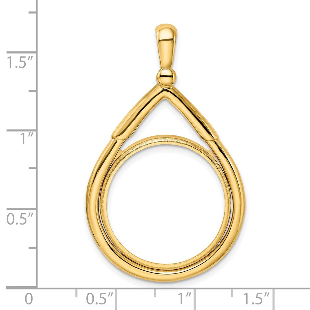 FJC Finejewelers 14 kt Yellow Gold Layered Top Teardrop 21.6mm Prong Coin Bezel Pendant