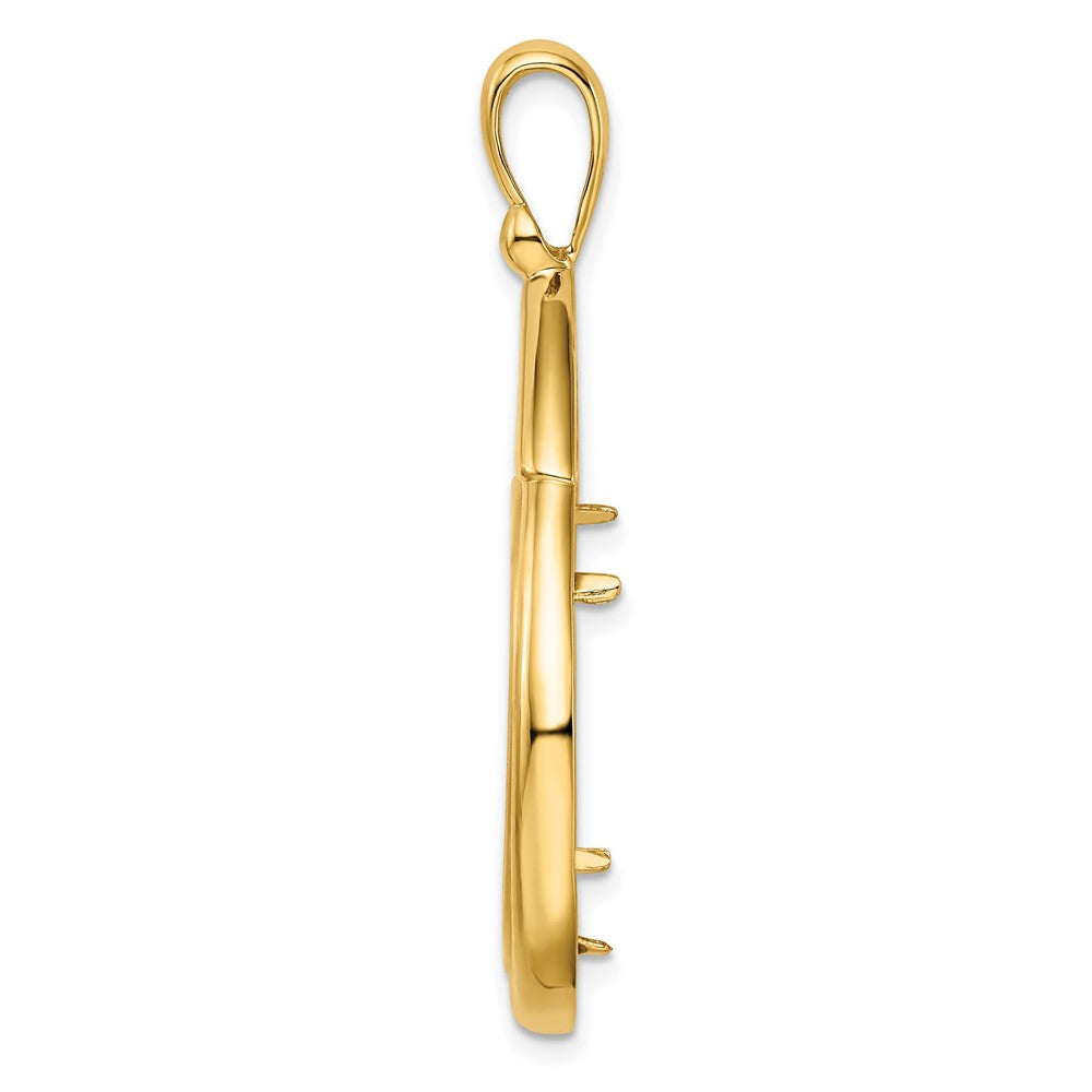 FJC Finejewelers 14 kt Yellow Gold Layered Top Teardrop 21.6mm Prong Coin Bezel Pendant