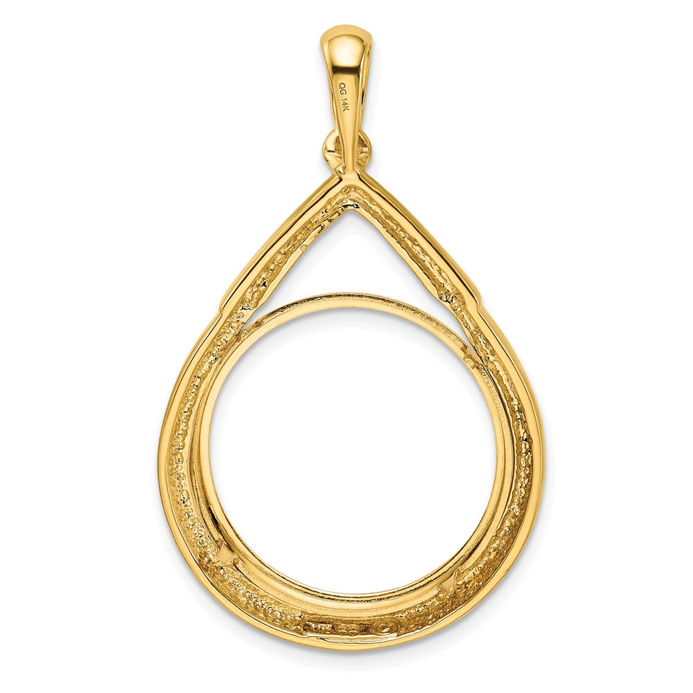 FJC Finejewelers 14 kt Yellow Gold Layered Top Teardrop 21.6mm Prong Coin Bezel Pendant
