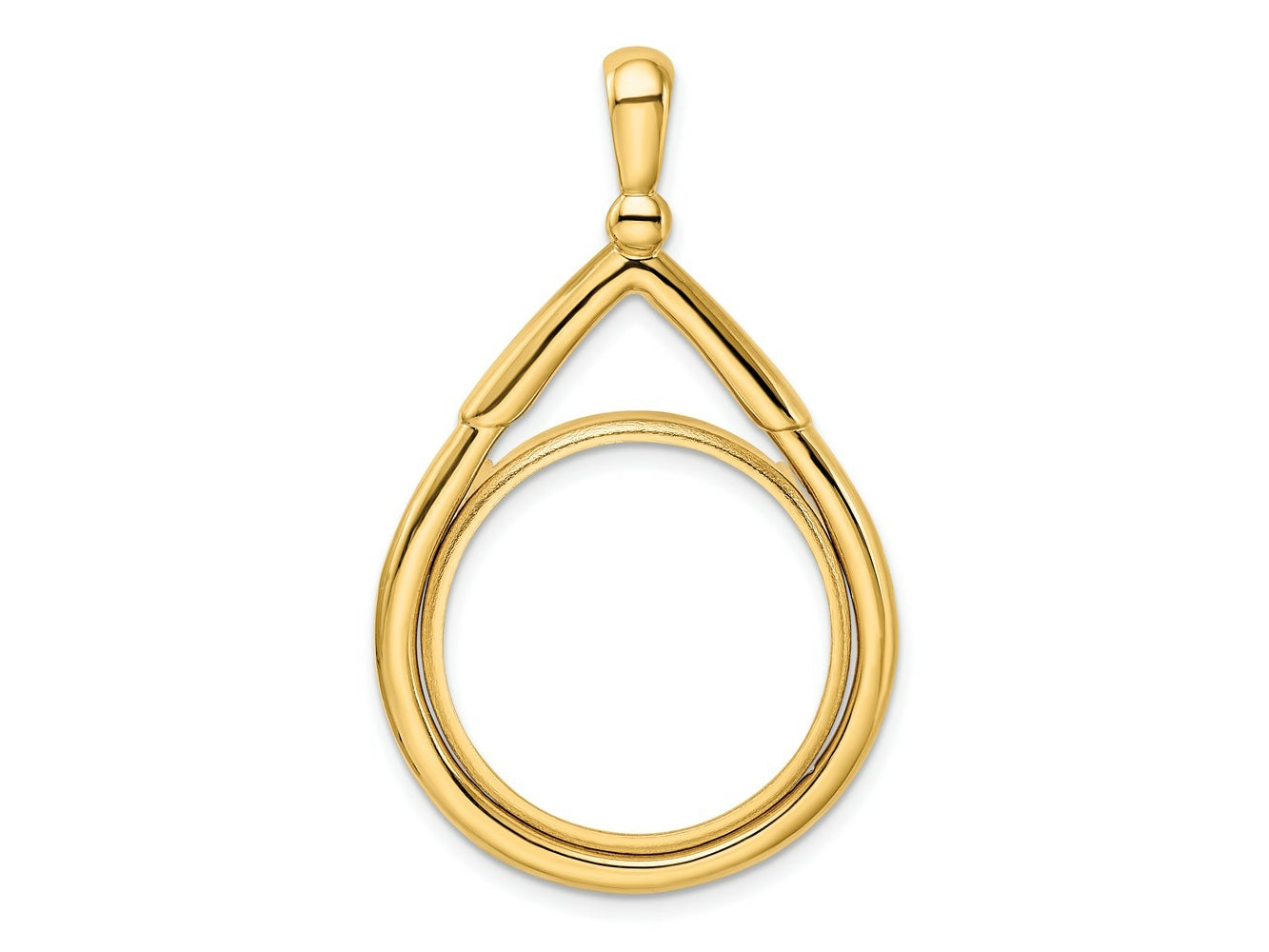 FJC Finejewelers 14 kt Yellow Gold Layered Top Teardrop 21.6mm Prong Coin Bezel Pendant
