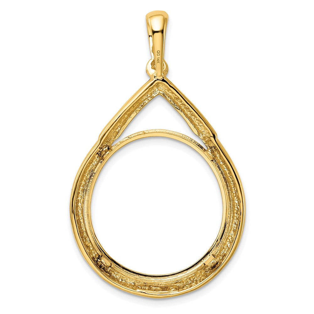 FJC Finejewelers 14 kt Yellow Gold Layered Top Teardrop 22.0mm Prong Coin Bezel Pendant