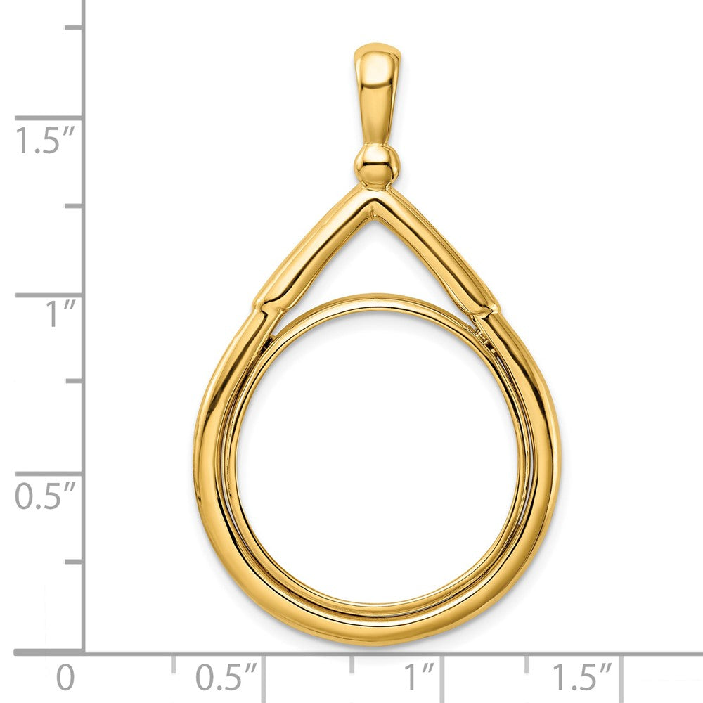 FJC Finejewelers 14 kt Yellow Gold Layered Top Teardrop 22.0mm Prong Coin Bezel Pendant