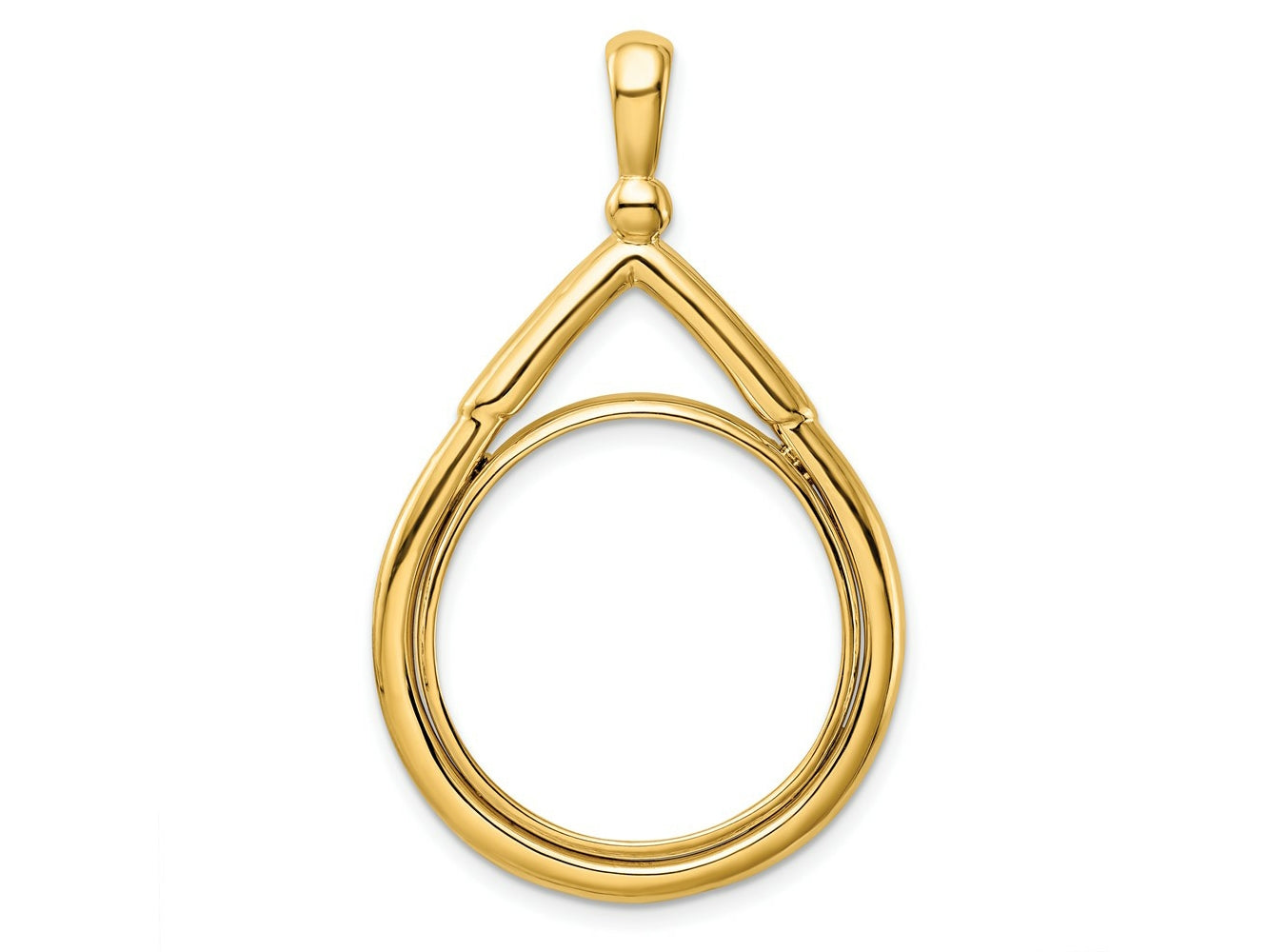 FJC Finejewelers 14 kt Yellow Gold Layered Top Teardrop 22.0mm Prong Coin Bezel Pendant