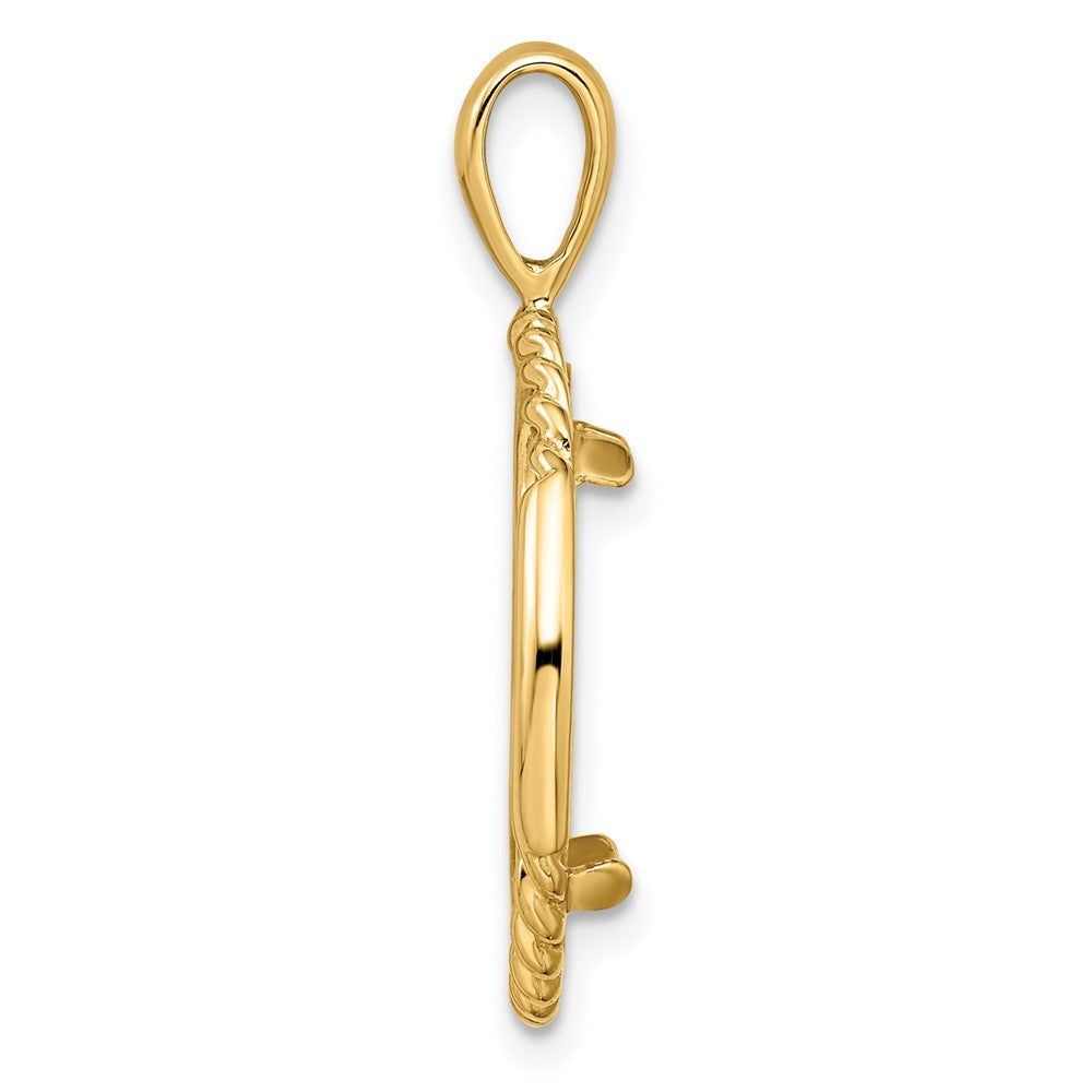 FJC Finejewelers 14 kt Yellow Gold and Vertical Double Twisted 16.5mm Prong Coin Bezel Pendant