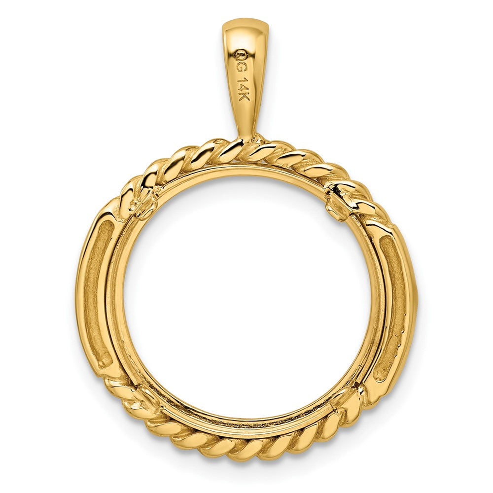 FJC Finejewelers 14 kt Yellow Gold and Vertical Double Twisted 16.5mm Prong Coin Bezel Pendant