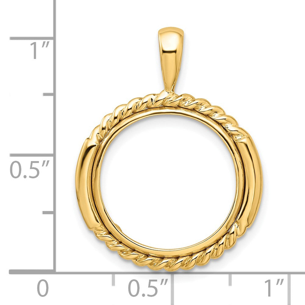 FJC Finejewelers 14 kt Yellow Gold and Vertical Double Twisted 16.5mm Prong Coin Bezel Pendant