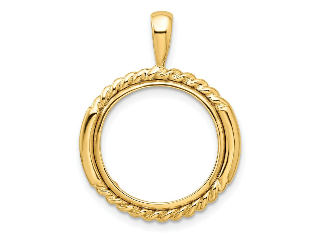 FJC Finejewelers 14 kt Yellow Gold and Vertical Double Twisted 16.5mm Prong Coin Bezel Pendant