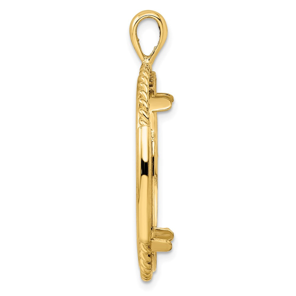 FJC Finejewelers 14 kt Yellow Gold and Vertical Double Twisted 27.0mm Prong Coin Bezel Pendant