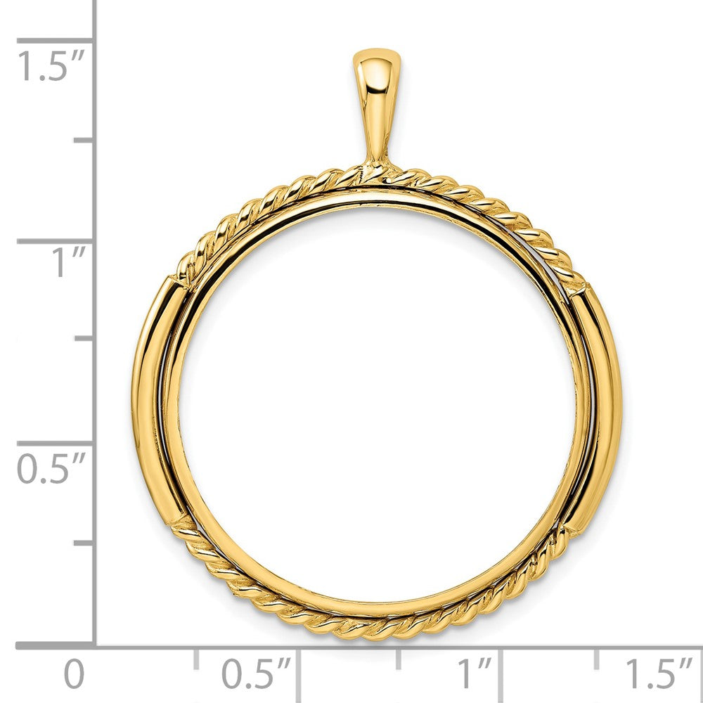 FJC Finejewelers 14 kt Yellow Gold and Vertical Double Twisted 27.0mm Prong Coin Bezel Pendant