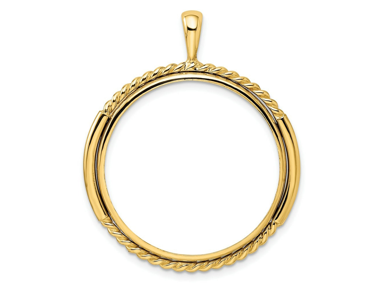FJC Finejewelers 14 kt Yellow Gold and Vertical Double Twisted 27.0mm Prong Coin Bezel Pendant